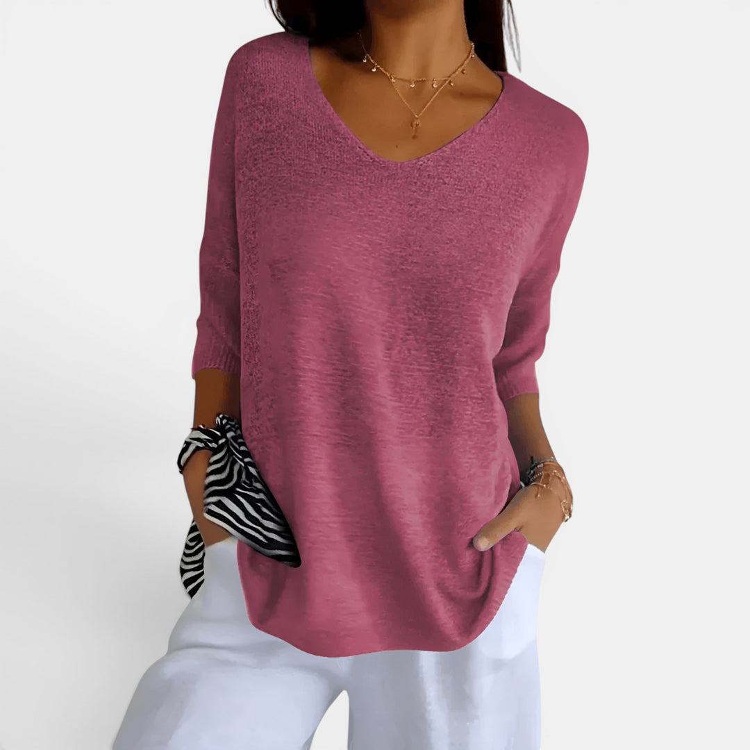 Susan | V-Neck 3/4 Sleeve Relaxed Top