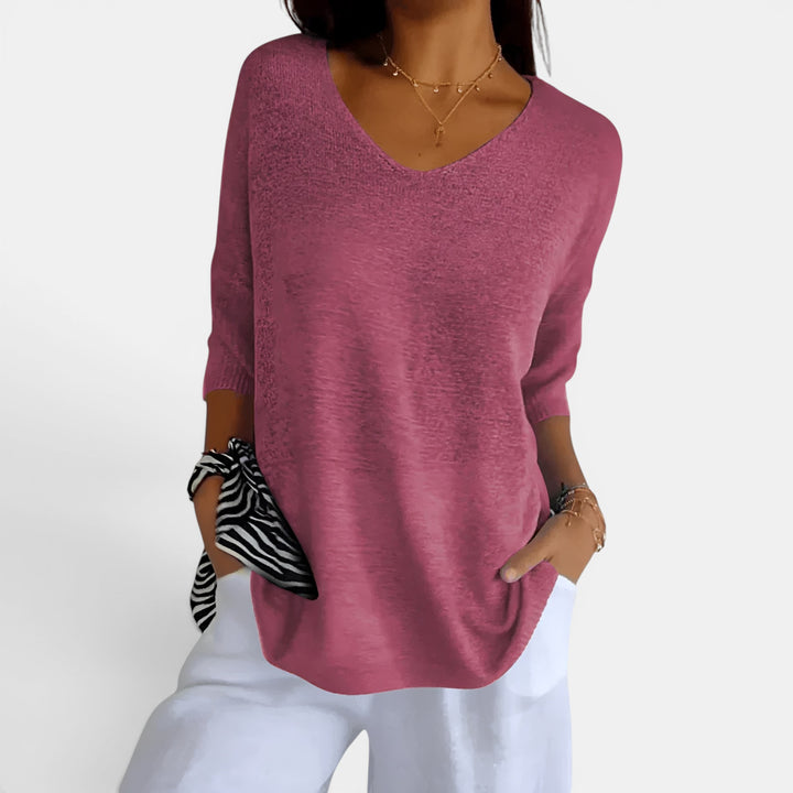 Susan | V-Neck 3/4 Sleeve Relaxed Top