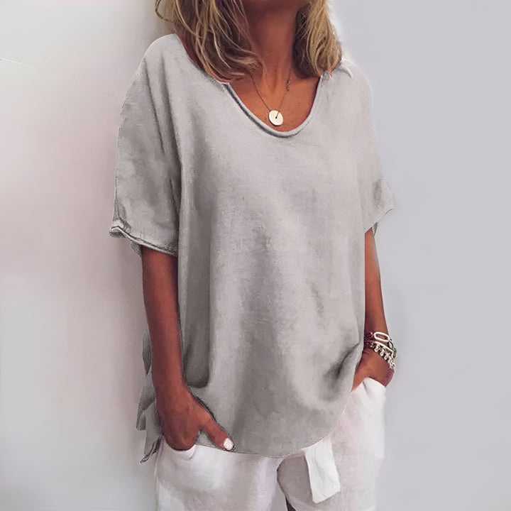 Susan | Short Sleeve V-Neck Tunic Top