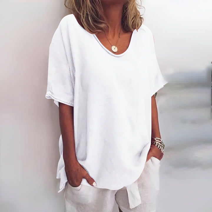 Susan | Short Sleeve V-Neck Tunic Top