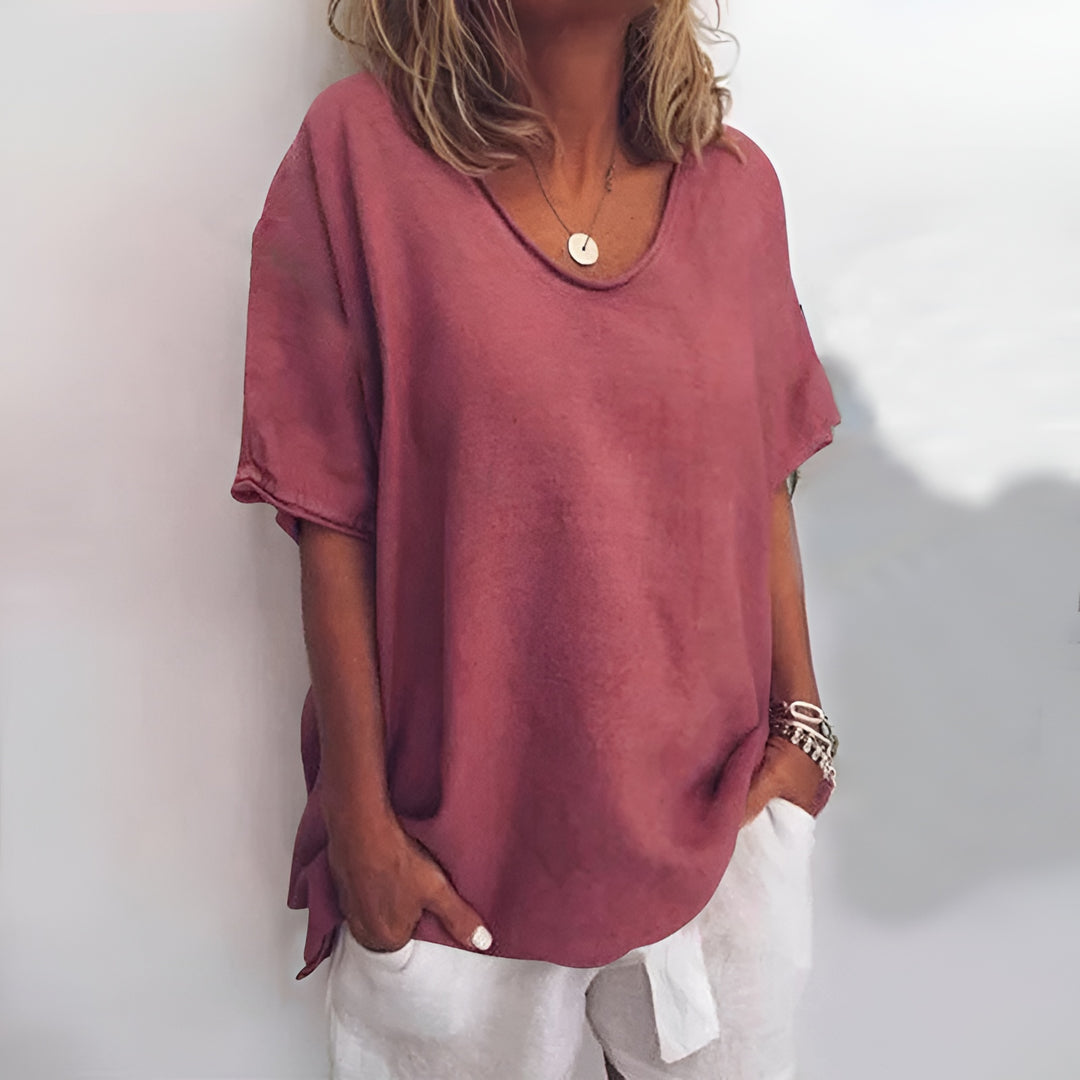 Susan | Short Sleeve V-Neck Tunic Top