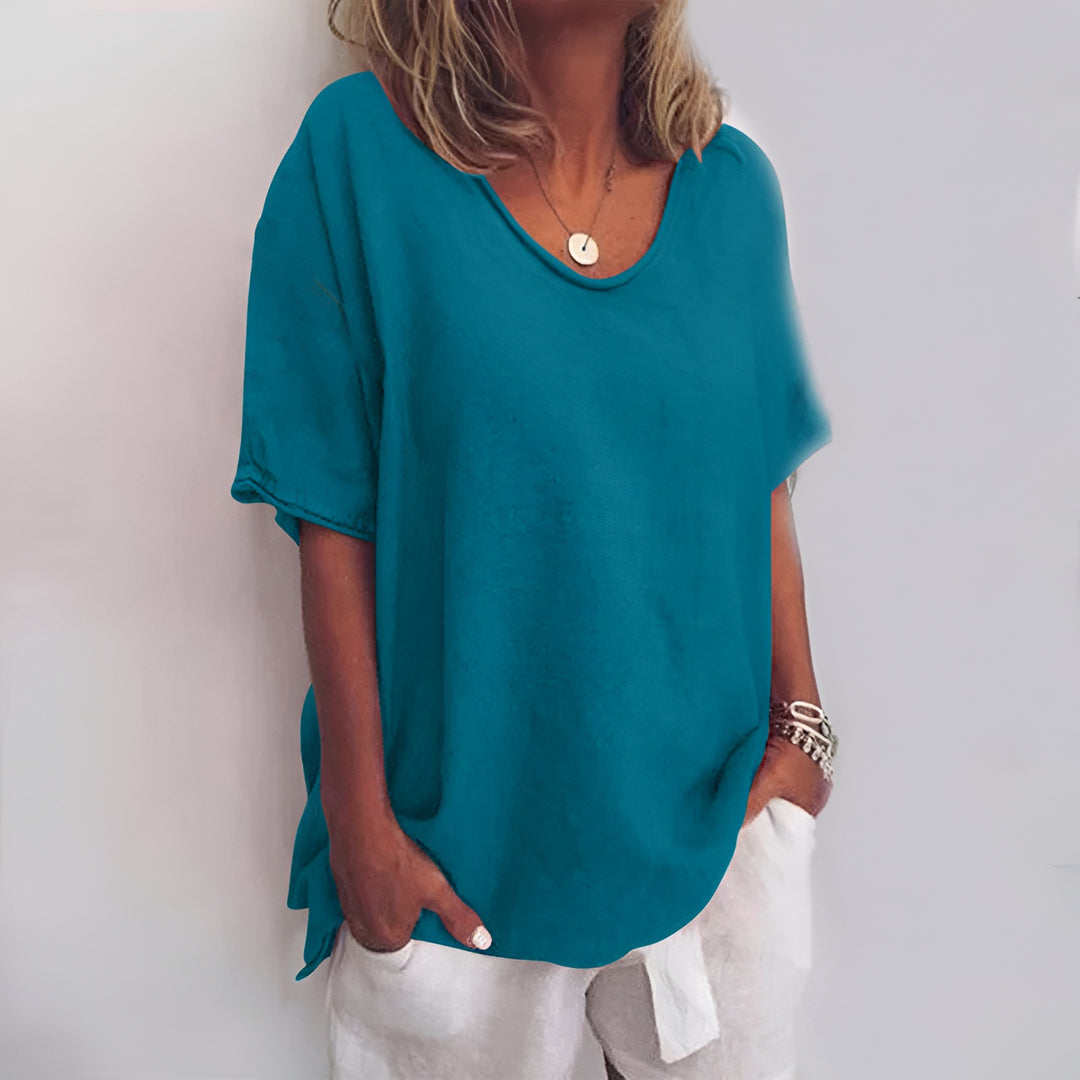Susan | Short Sleeve V-Neck Tunic Top