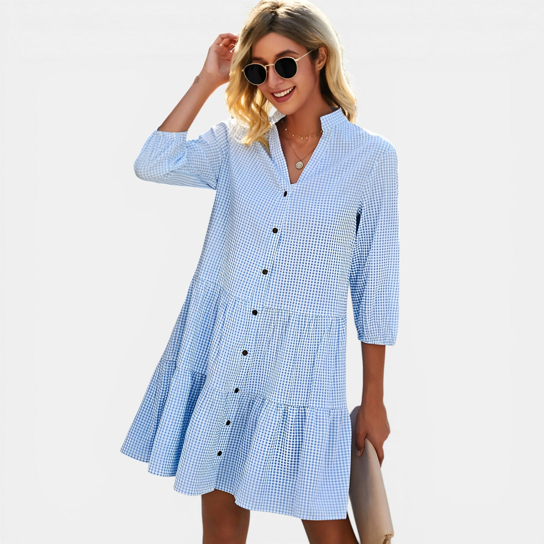 Lucille | Tiered Midi Shirt Dress