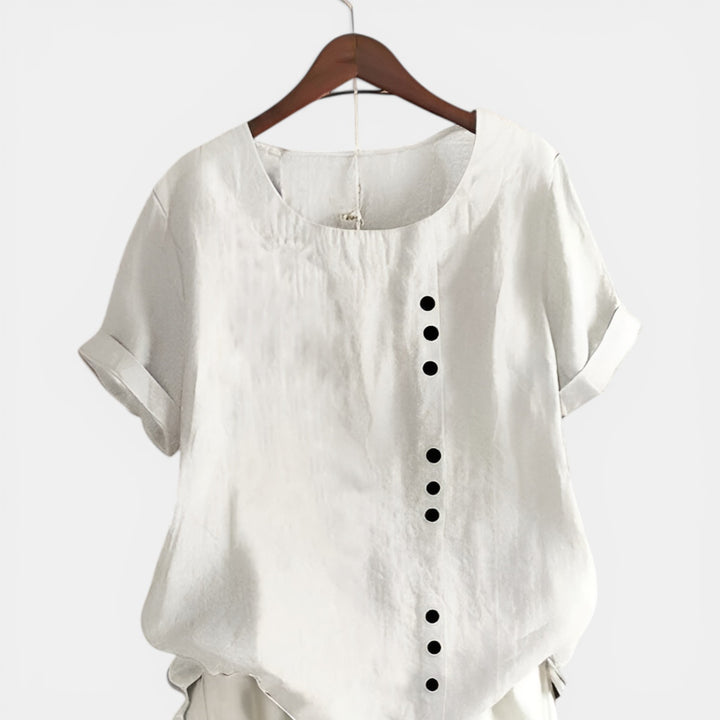 Kelly | Short Sleeve Button Detail Blouse