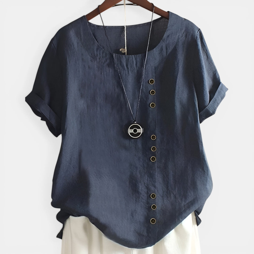 Kelly | Short Sleeve Button Detail Blouse