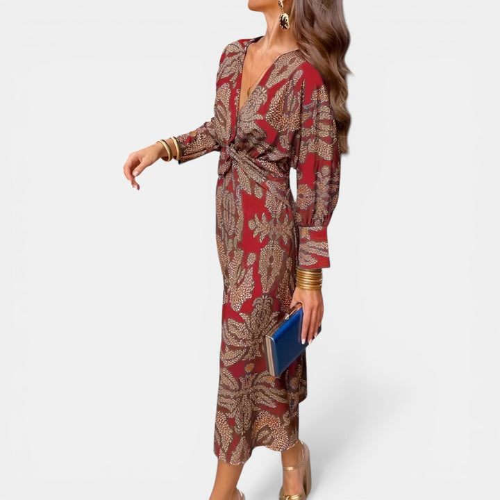 Laura | Twist-Front Long Sleeve Maxi Dress