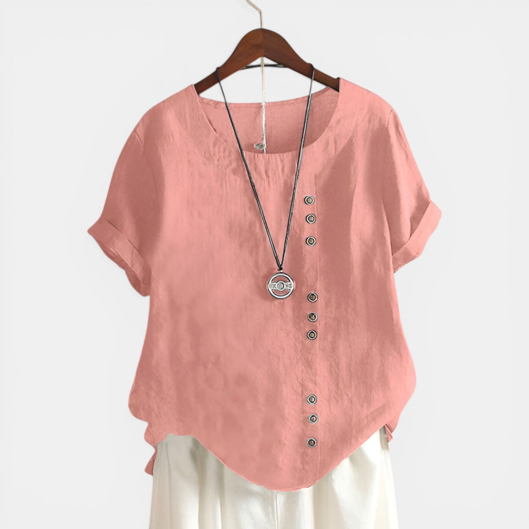 Kelly | Short Sleeve Button Detail Blouse