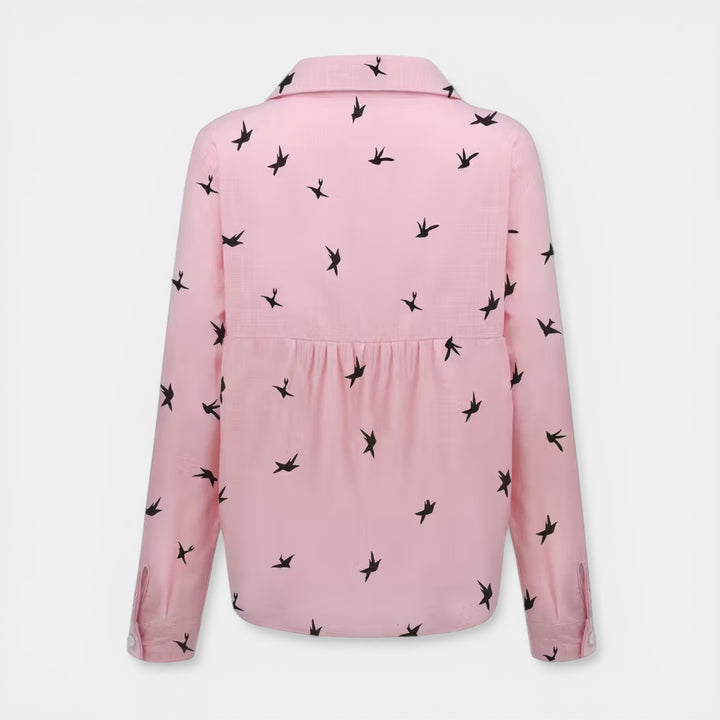 Susan | Bird Print Button-Up Blouse