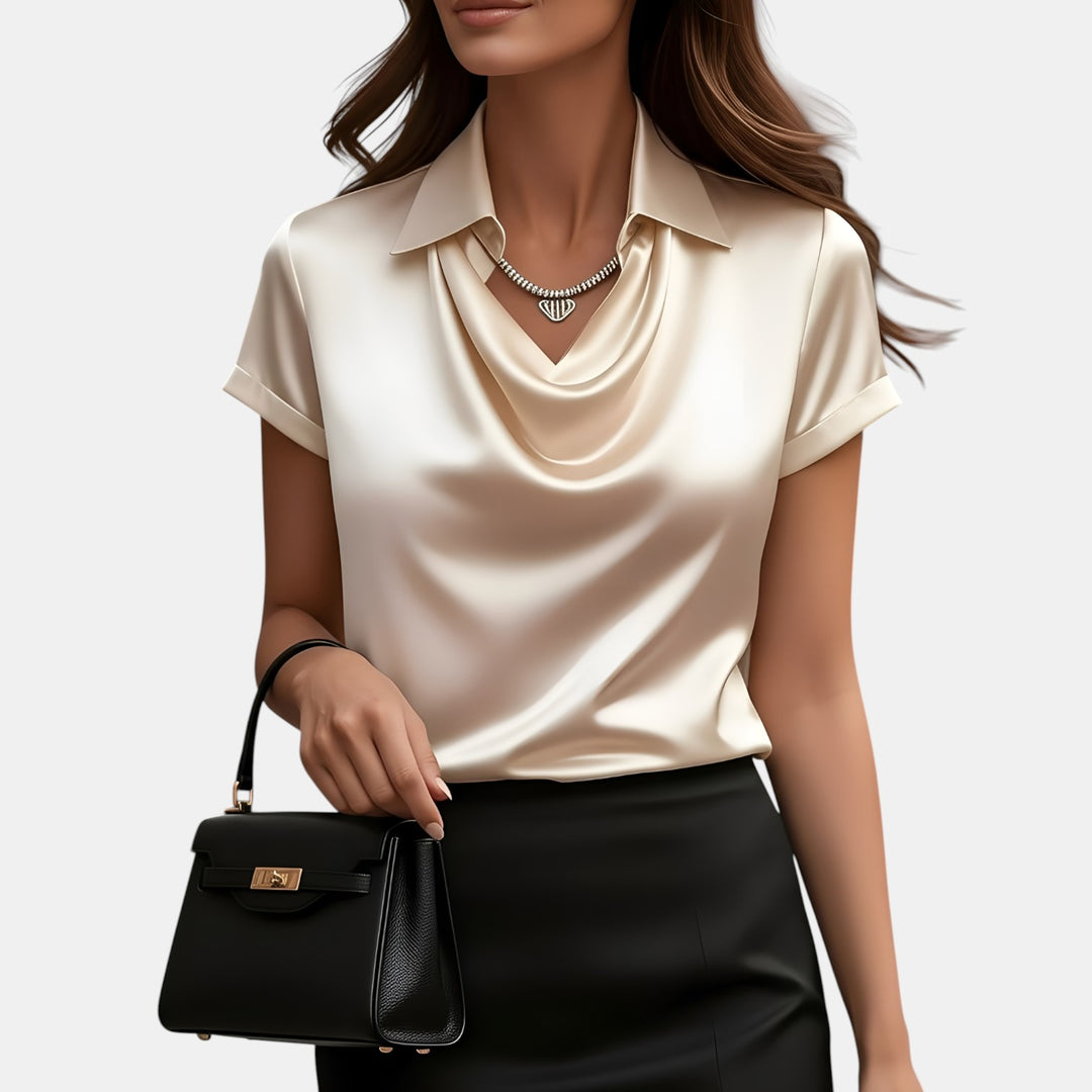 Annette | Cowl Neck Collared Blouse