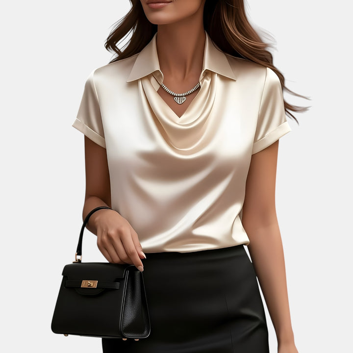 Annette | Cowl Neck Collared Blouse