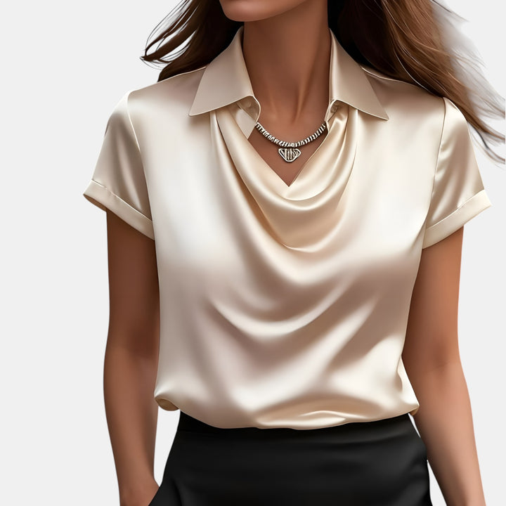Annette | Cowl Neck Collared Blouse
