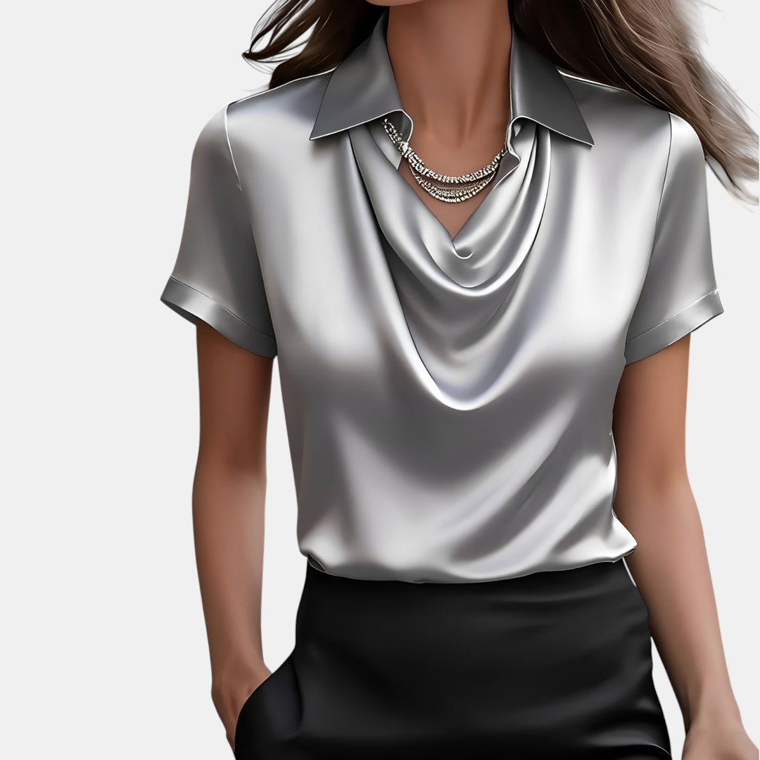 Annette | Cowl Neck Collared Blouse