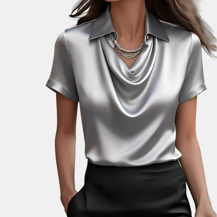 Annette | Cowl Neck Collared Blouse