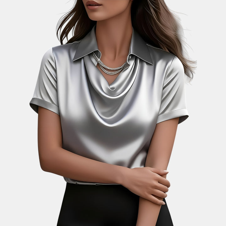 Annette | Cowl Neck Collared Blouse