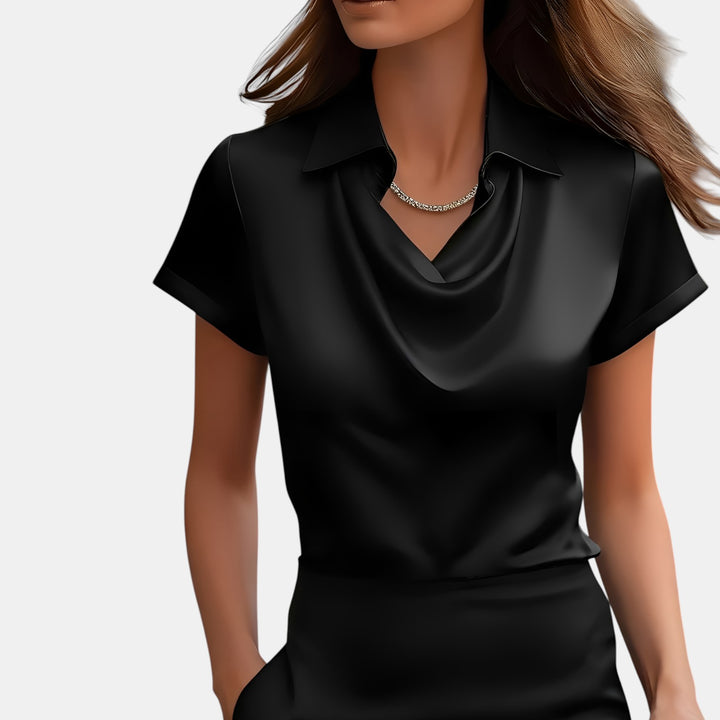 Annette | Cowl Neck Collared Blouse