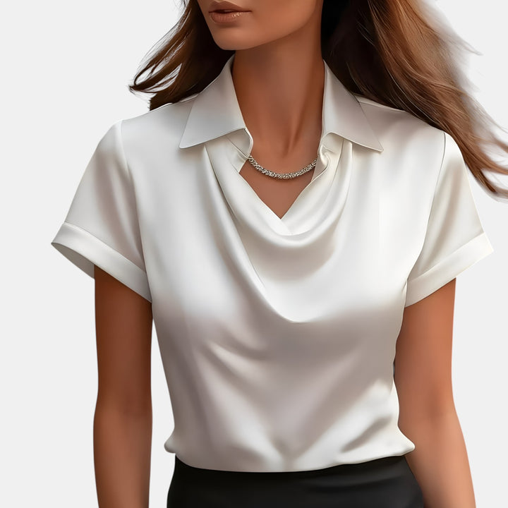 Annette | Cowl Neck Collared Blouse